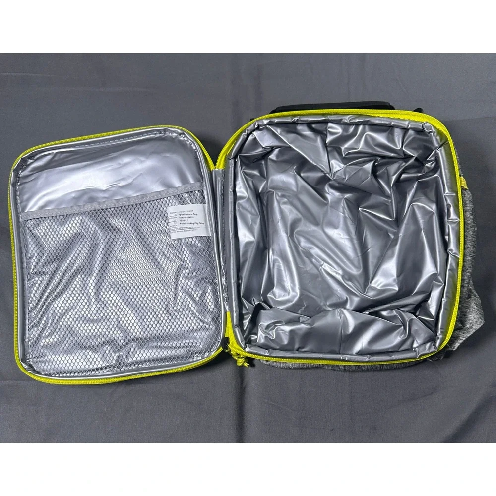 Igloo Insulated Lunch Bag Heather Gray Neon Yellow‎ Cooler Crossbody Strap